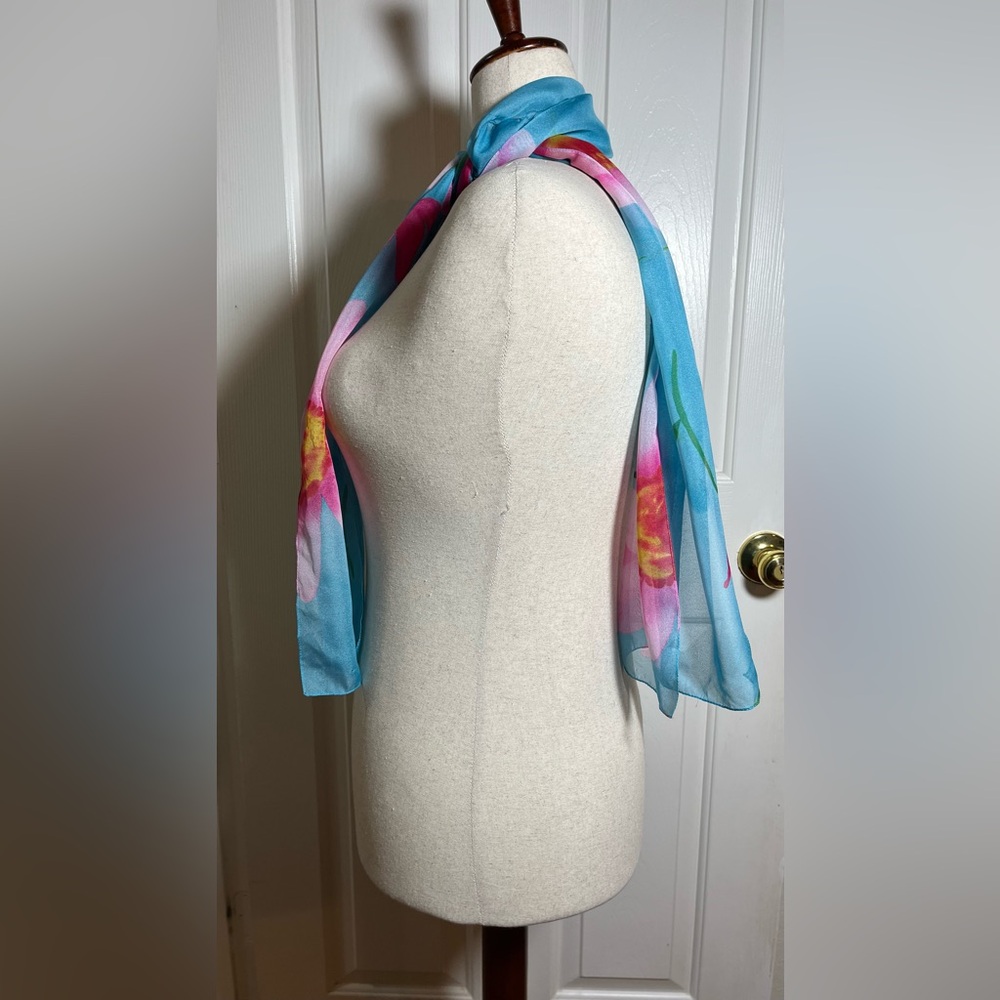 Vibrant Floral Silk Scarf - Picture 4 of 7